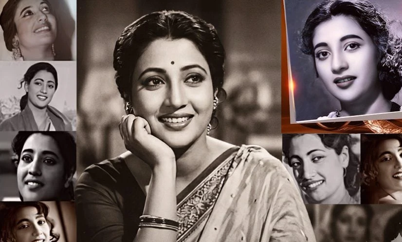 মহানায়িকা সুচিত্রা সেনের ধ্রুপদী সাদাকালো প্রতিকৃতি।