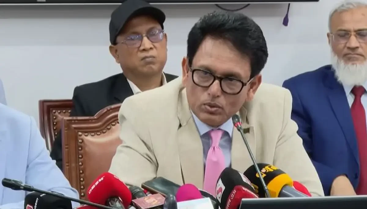 সংবাদ সম্মেলনে বক্তব্য রাখছেন শিক্ষামন্ত্রী ড. আ ন ম এহছানুল হক মিলন।ছবি: সংগৃহীত